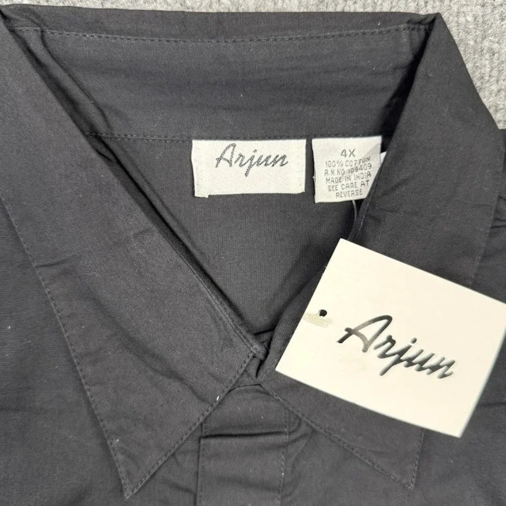 Arjun Mens Black Short Sleeve Button‎ Down Shirt Collared Casual Size 4XL NEW